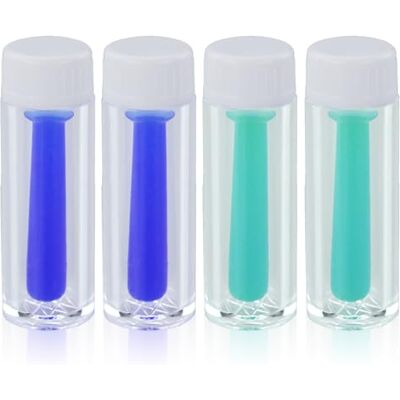RONGWANGFU Set van 4 zachte contactlenzen fopspeen Eenvoudige siliconen zuignap met fles voor zachte harde lenzen Blauw en groen, blauw, draagtas RONGWANGFU Set van 4 zachte contactlenzen fopspeen Eenvoudige siliconen zuignap met fles voor zachte harde lenzen Blauw en groen, blauw, draagtas
