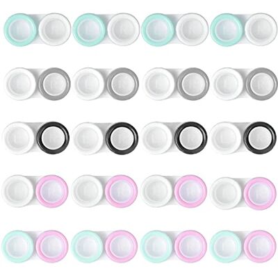 Mikihat 20 stuks contactlenzenetui, contactlenzendoos, doos met lenzen, draagbare lenzenetui, licht, opbergdoos voor contactlenzen voor reizen en onderweg, 5 kleuren Mikihat 20 stuks contactlenzenetui, contactlenzendoos, doos met lenzen, draagbare lenzenetui, licht, opbergdoos voor contactlenzen voor reizen en onderweg, 5 kleuren