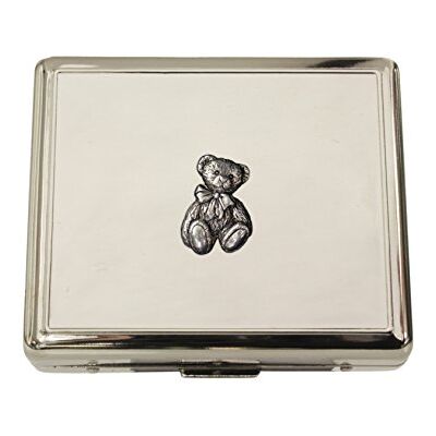 Knight Teddy Bear Étui pour lentilles de contact avec miroir, chrome, Portable Knight Teddy Bear Étui pour lentilles de contact avec miroir, chrome, Portable