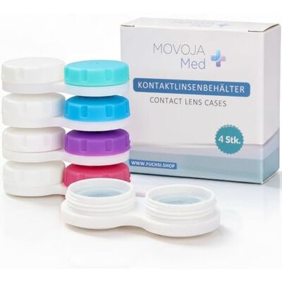 Movoja Fuchsi 4 stuks kiemvrije contactlenzenkoker Duits merk geschikt voor zachte en harde lenzen opslag van contactlenzen meerkleurig Movoja Fuchsi 4 stuks kiemvrije contactlenzenkoker Duits merk geschikt voor zachte en harde lenzen opslag van contactlenzen meerkleurig