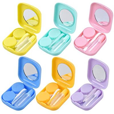 Jinlaili 6 stuks contactlenzenetui, mini-doos voor lenzen, doos met contactlenzen, draagbare reisset, mini-lenzen, doos met spiegel, ideaal voor onderweg Jinlaili 6 stuks contactlenzenetui, mini-doos voor lenzen, doos met contactlenzen, draagbare reisset, mini-lenzen, doos met spiegel, ideaal voor onderweg