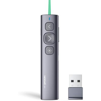Norwii N95 Presentatie Clicker, PowerPoint Clicker voor presentatie afstandsbediening, oplaadbare draadloze presentatiepointer, slide clicker voor pc/laptop/e-book (groen, USB-A) Norwii N95 Presentatie Clicker, PowerPoint Clicker voor presentatie afstandsbediening, oplaadbare draadloze presentatiepointer, slide clicker voor pc/laptop/e-book (groen, USB-A)