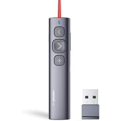 Norwii N95 Presentatieklikker, PowerPoint-klikker voor presentaties op afstand, oplaadbare draadloze presentatiepointer, Slide Clicker (Rood, USB-A) Norwii N95 Presentatieklikker, PowerPoint-klikker voor presentaties op afstand, oplaadbare draadloze presentatiepointer, Slide Clicker (Rood, USB-A)
