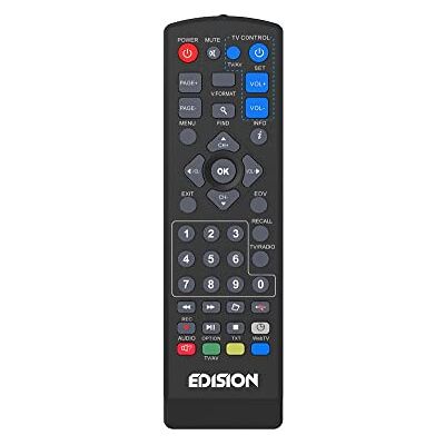 Edision Universele afstandsbediening EDI-RCU 1 Learn programmeerbaar 2-in-1 voor tv en ontvanger, compatibel met PICCO T265+ en NANO T265+ Edision Universele afstandsbediening EDI-RCU 1 Learn programmeerbaar 2-in-1 voor tv en ontvanger, compatibel met PICCO T265+ en NANO T265+