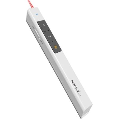 Norwii N26 Presentatieaanwijzer met bedieningsbereik 100 m, draadloze presentator 2,4 GHz PPT-presentator PowerPoint Clicker presentatie Clicker Slide Remote (wit) Norwii N26 Presentatieaanwijzer met bedieningsbereik 100 m, draadloze presentator 2,4 GHz PPT-presentator PowerPoint Clicker presentatie Clicker Slide Remote (wit)