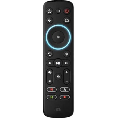 One For All Afstandsbediening streamer voor multimedia-behuizing, voor de bediening van maximaal 3 apparaten, multimedia-behuizing (Roku, Apple TV, enz.), tv's en soundbars zwart URC7935 One For All Afstandsbediening streamer voor multimedia-behuizing, voor de bediening van maximaal 3 apparaten, multimedia-behuizing (Roku, Apple TV, enz.), tv's en soundbars zwart URC7935