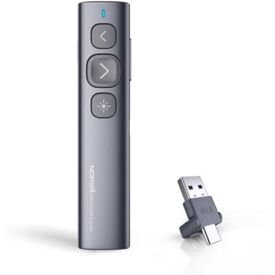 Norwii N95 Presentatie afstandsbediening met groene PowerPoint Laser Oplaadbare Presenter Clicker met 2-in-1 USB-A&C-ontvanger, Slide Clicker, groot bereik 100 m, draadloze bediening voor Mac/PC Norwii N95 Presentatie afstandsbediening met groene PowerPoint Laser Oplaadbare Presenter Clicker met 2-in-1 USB-A&C-ontvanger, Slide Clicker, groot bereik 100 m, draadloze bediening voor Mac/PC
