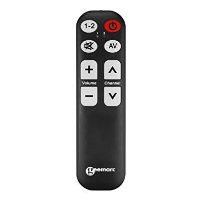 Geemarc TV5 Eenvoudig te bedienen universele afstandsbediening met 7 grote programmeerbare toetsen voor senioren werkt als infrarood afstandsbediening Geemarc TV5 Eenvoudig te bedienen universele afstandsbediening met 7 grote programmeerbare toetsen voor senioren werkt als infrarood afstandsbediening