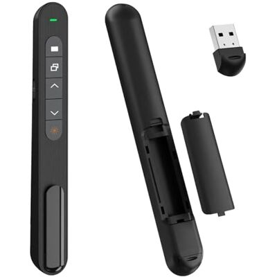 Mokeum Presentatie Clicker 2,4 G Hz draadloos met hyperlink en volumeregelaar, PowerPoint Office Presentatie Clicker voor Keynote/PPT/Mac/PC/Laptop (geen batterij) Mokeum Presentatie Clicker 2,4 G Hz draadloos met hyperlink en volumeregelaar, PowerPoint Office Presentatie Clicker voor Keynote/PPT/Mac/PC/Laptop (geen batterij)