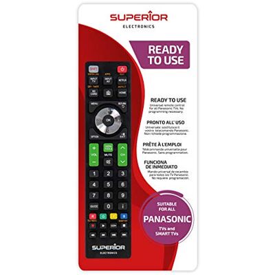 Superior Electronics Panasonic Smart TV Replacement SUPTRB011, de universele afstandsbediening voor Panasonic tv's (Smart en niet-Smart), zwart Superior Electronics Panasonic Smart TV Replacement SUPTRB011, de universele afstandsbediening voor Panasonic tv's (Smart en niet-Smart), zwart