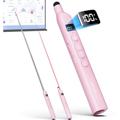 Norwii N21 Bluetooth-presentatieklicker met Telescopische Onderwijspointer, Presentatieremote met Uittrekbaar Stokje voor PowerPoint, Draadloze Presentator, Diaversteller Roze Norwii N21 Bluetooth-presentatieklicker met Telescopische Onderwijspointer, Presentatieremote met Uittrekbaar Stokje voor PowerPoint, Draadloze Presentator, Diaversteller Roze