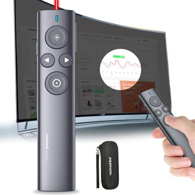 Norwii Presentatie clicker met digitale wijzer voor lcd-display, led-tv, draadloze presentatieafstandsbediening, slide clicker met markering, prachtig, linkermuisklik (rood licht) Norwii Presentatie clicker met digitale wijzer voor lcd-display, led-tv, draadloze presentatieafstandsbediening, slide clicker met markering, prachtig, linkermuisklik (rood licht)