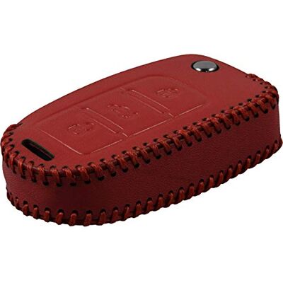 PhoneNatic Stitched sleutelhoes van echt leer geschikt voor VW Sagitar 3 toetsen afstandsbediening in rood PhoneNatic Stitched sleutelhoes van echt leer geschikt voor VW Sagitar 3 toetsen afstandsbediening in rood
