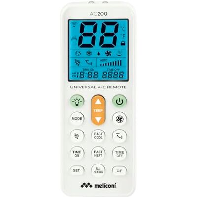 Meliconi AC 200 Universele afstandsbediening voor airconditioners, compatibel met de meeste merken, display met achtergrondverlichting en zaklampfunctie. 802102 Meliconi AC 200 Universele afstandsbediening voor airconditioners, compatibel met de meeste merken, display met achtergrondverlichting en zaklampfunctie. 802102
