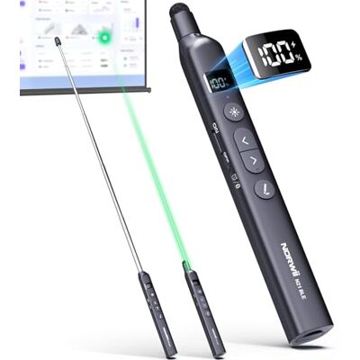 Norwii N21 Bluetooth-presentatieklicker met Telescopische Onderwijspointer, Presentatieremote met Uittrekbaar Stokje voor PowerPoint, Draadloze Presentator, Diaversteller Zwart Norwii N21 Bluetooth-presentatieklicker met Telescopische Onderwijspointer, Presentatieremote met Uittrekbaar Stokje voor PowerPoint, Draadloze Presentator, Diaversteller Zwart