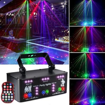 Fwiull Professionele feestlampen, 21 lenzen, avondlicht, DMX 512 met lichteffecten, RGB-uv-discolicht met spraakbediening, podiumlamp, afstandsbediening, Halloween, feest, Kerstmis, YSH-503, zwart Fwiull Professionele feestlampen, 21 lenzen, avondlicht, DMX 512 met lichteffecten, RGB-uv-discolicht met spraakbediening, podiumlamp, afstandsbediening, Halloween, feest, Kerstmis, YSH-503, zwart