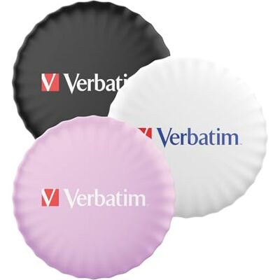 Verbatim 32135-893 MYFC-03WP My Finder Coin Bluetooth Item Finder, 3 stuks, zwart/wit/paars Verbatim 32135-893 MYFC-03WP My Finder Coin Bluetooth Item Finder, 3 stuks, zwart/wit/paars