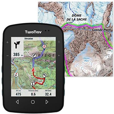 TwoNav GPS Terra + kaart Frankrijk IGN Top25 – multisport fiets fietsen mountainbike wandelen trekking / compact en licht / 3 toetsen aan de voorkant / 3,7 inch display / batterijduur 15 uur / geheugen 32 GB TwoNav GPS Terra + kaart Frankrijk IGN Top25 – multisport fiets fietsen mountainbike wandelen trekking / compact en licht / 3 toetsen aan de voorkant / 3,7 inch display / batterijduur 15 uur / geheugen 32 GB
