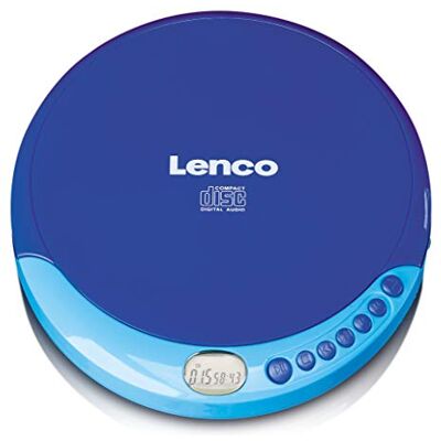 Lenco CD-011 Walkman, draagbare cd-speler met hoofdtelefoon en micro-usb-oplaadkabel, blauw Lenco CD-011 Walkman, draagbare cd-speler met hoofdtelefoon en micro-usb-oplaadkabel, blauw