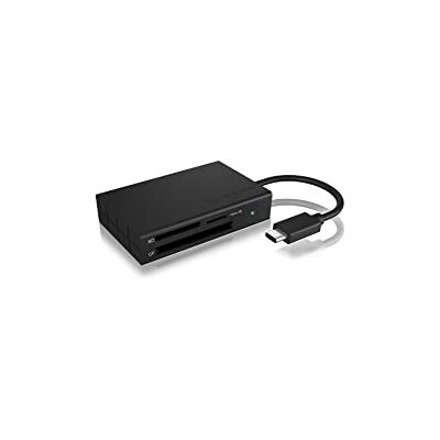 ICY BOX 3X USB-C kaartlezer voor geheugenkaarten CF, SD en microSD, UHS-II, SD 4.0, USB 3.0, Multi-LUN, aluminium, zwart ICY BOX 3X USB-C kaartlezer voor geheugenkaarten CF, SD en microSD, UHS-II, SD 4.0, USB 3.0, Multi-LUN, aluminium, zwart