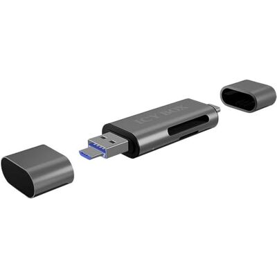 RAIDSONIC ICY BOX SD/MicroSD, USB 2.0 kaartlezer met USB-C & -A en OTG, antraciet RAIDSONIC ICY BOX SD/MicroSD, USB 2.0 kaartlezer met USB-C & -A en OTG, antraciet