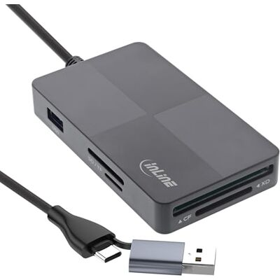 InLine USB 3.2 multi-kaart SD/TF/MS/XD/CF kaartlezer, 3 USB-A-poorten, 5 Gbit/s, dual USB-C/A, OTG-functie, compatibel met Android/Windows/Mac OS/Linux 66772F InLine USB 3.2 multi-kaart SD/TF/MS/XD/CF kaartlezer, 3 USB-A-poorten, 5 Gbit/s, dual USB-C/A, OTG-functie, compatibel met Android/Windows/Mac OS/Linux 66772F