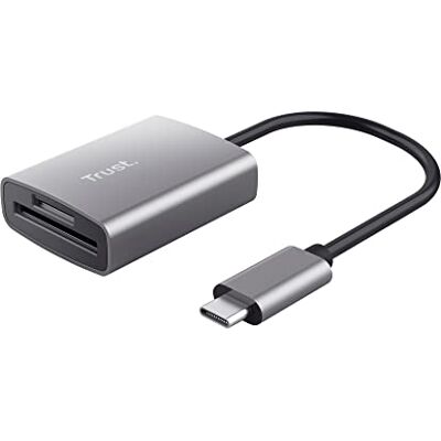 Trust Dalyx USB-kaartlezer, USB 3.2 Gen 1, snel, met USB-C-aansluiting, (Micro) SD, SDHC en SDXC tot 2 TB, Macbook/Chromebook/laptop/pc Trust Dalyx USB-kaartlezer, USB 3.2 Gen 1, snel, met USB-C-aansluiting, (Micro) SD, SDHC en SDXC tot 2 TB, Macbook/Chromebook/laptop/pc
