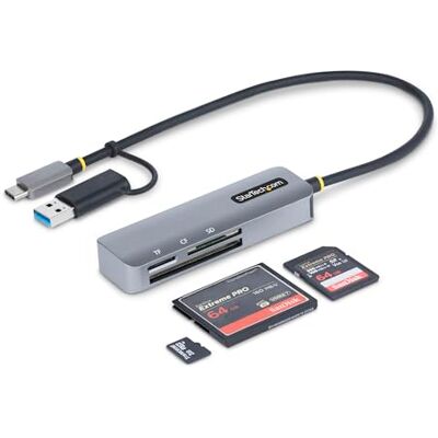 StarTech . com USB 3.0 multikaartlezer, SD/microSD/CF, USB-C kaartlezer met USB-A-adapter, externe kaartlezer StarTech . com USB 3.0 multikaartlezer, SD/microSD/CF, USB-C kaartlezer met USB-A-adapter, externe kaartlezer