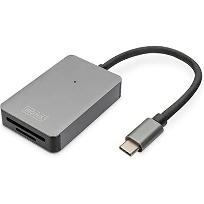 Digitus USB-C kaartlezer, 2 poorten, UHS-II SD4/TF4.0-300 Mbps, Plug & Play, SDXC, SDHC, SD, Micro SDXC, Micro SD, Micro SDHC, Space Grey Digitus USB-C kaartlezer, 2 poorten, UHS-II SD4/TF4.0-300 Mbps, Plug & Play, SDXC, SDHC, SD, Micro SDXC, Micro SD, Micro SDHC, Space Grey