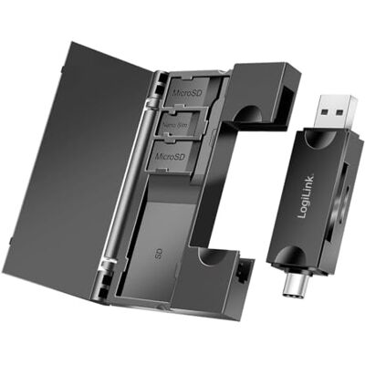 Logilink USB 3.2 (Gen1) kaartlezer voor SD- en microSD-kaarten met kaartopslag, USB-A en USB-C Logilink USB 3.2 (Gen1) kaartlezer voor SD- en microSD-kaarten met kaartopslag, USB-A en USB-C