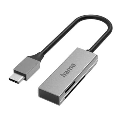 Hama USB-kaartlezer, USB-C, USB 3.0, SD/Micro SD, aluminium, grijs Hama USB-kaartlezer, USB-C, USB 3.0, SD/Micro SD, aluminium, grijs
