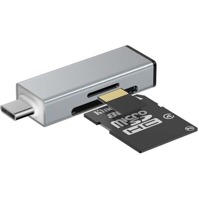 GlasFlength SD/Micro SD-kaartlezer, USB C-kaartlezer van aluminium voor TF/SDXC/SDHC/Micro SDXC/Micro SDHC 2-in-1 geheugenkaartlezer, OTG-adapter voor laptop Android telefoons (grijs) GlasFlength SD/Micro SD-kaartlezer, USB C-kaartlezer van aluminium voor TF/SDXC/SDHC/Micro SDXC/Micro SDHC 2-in-1 geheugenkaartlezer, OTG-adapter voor laptop Android telefoons (grijs)