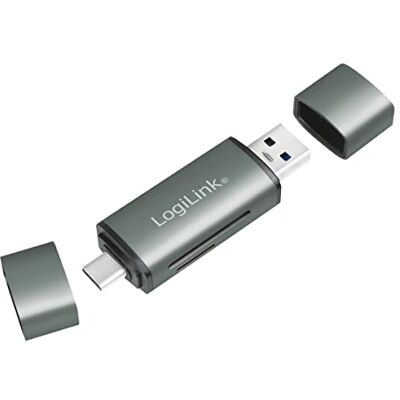 Logilink CR0043 USB 3.2 (Gen1) SD- en microSD-kaartlezer in aluminium behuizing voor geheugenkaarten tot 2 TB, USB A- of USB-C-aansluiting Logilink CR0043 USB 3.2 (Gen1) SD- en microSD-kaartlezer in aluminium behuizing voor geheugenkaarten tot 2 TB, USB A- of USB-C-aansluiting