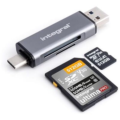 Integral MicroSD en SD geheugenkaartlezer adapter Dual End USB 3.0 en USB C voor iPhone 15/16 Plus/Pro/Pro Max, MacBook Pro/Air M1/M2/M3/M4, iPad, PC, laptop Integral MicroSD en SD geheugenkaartlezer adapter Dual End USB 3.0 en USB C voor iPhone 15/16 Plus/Pro/Pro Max, MacBook Pro/Air M1/M2/M3/M4, iPad, PC, laptop