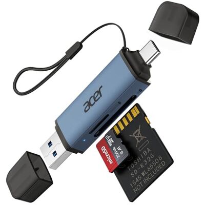 Acer SD-kaartlezer, adapter voor geheugenkaartlezer, USB C en USB 3.0 voor SD/Micro SD/SDHC/SDXC/MMC, compatibel met iPhone 15 Pro, MacBook Pro/Air, iPad Pro 2021, Pixel, XPS 13 enz. Acer SD-kaartlezer, adapter voor geheugenkaartlezer, USB C en USB 3.0 voor SD/Micro SD/SDHC/SDXC/MMC, compatibel met iPhone 15 Pro, MacBook Pro/Air, iPad Pro 2021, Pixel, XPS 13 enz.