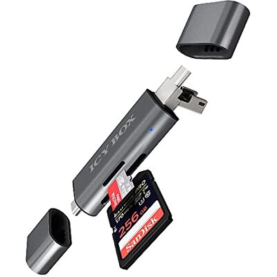 ICY BOX RAIDSONIC SD/MicroSD, USB 2.0 kaartlezer met USB-C & -A en OTG, antraciet ICY BOX RAIDSONIC SD/MicroSD, USB 2.0 kaartlezer met USB-C & -A en OTG, antraciet