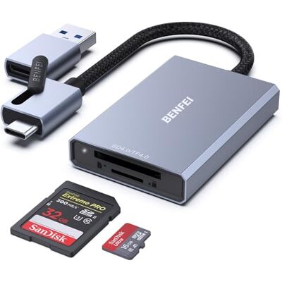 BENFEI SD 4.0 kaartlezer, 2-in-1 USB-C/USB-A Memory Card Reader voor SDXC, SDHC, SD, MMC, RS-MMC, Micro SDXC, Micro SD, Micro SDHC, UHS-II en UHS-I-kaarten BENFEI SD 4.0 kaartlezer, 2-in-1 USB-C/USB-A Memory Card Reader voor SDXC, SDHC, SD, MMC, RS-MMC, Micro SDXC, Micro SD, Micro SDHC, UHS-II en UHS-I-kaarten