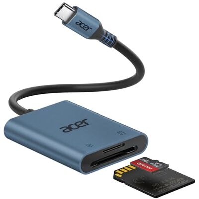 Acer SD-kaartlezer, USB C, geheugenkaart, microSD USB C, 5 Gbps, gelijktijdig lezen en schrijven voor SD/Micro SD/SDHC/SDXC/MMC, compatibel met iPhone 16 Plus Pro Max 15 iPad MacBook Pro Air Acer SD-kaartlezer, USB C, geheugenkaart, microSD USB C, 5 Gbps, gelijktijdig lezen en schrijven voor SD/Micro SD/SDHC/SDXC/MMC, compatibel met iPhone 16 Plus Pro Max 15 iPad MacBook Pro Air