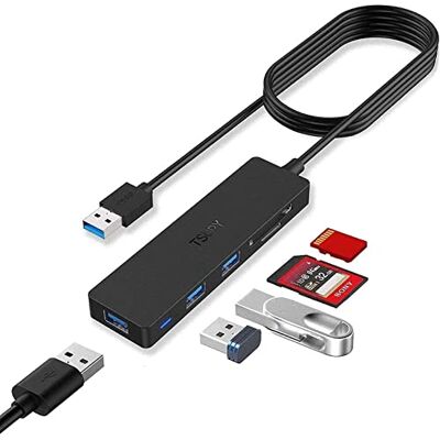 TSUPY USB Hub 3.0 1.2m, USB Verlengkabel 3 USB 3.0 + Micro SD kaartlezer + SD kaartlezer USB Splitter USB 3.0 Hub voor USB stick geheugenkaart, micro sd etc. TSUPY USB Hub 3.0 1.2m, USB Verlengkabel 3 USB 3.0 + Micro SD kaartlezer + SD kaartlezer USB Splitter USB 3.0 Hub voor USB stick geheugenkaart, micro sd etc.