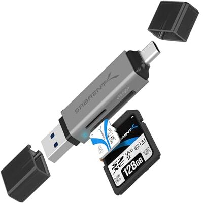 SABRENT SD, Micro SD-kaartlezer, USB Type C 3.0-kaartlezer, 5 Gbps hoge snelheid externe kaartlezers OTG-adapter ondersteunt MMC/TF/SDXC/SDHC/Micro SDHC/Micro SDXC, voor pc, enz (CR-BCA2) SABRENT SD, Micro SD-kaartlezer, USB Type C 3.0-kaartlezer, 5 Gbps hoge snelheid externe kaartlezers OTG-adapter ondersteunt MMC/TF/SDXC/SDHC/Micro SDHC/Micro SDXC, voor pc, enz (CR-BCA2)