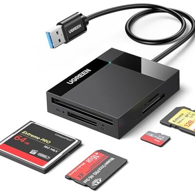 UGREEN USB 3.0 SD-kaartlezer Micro SD CF MS 4-in-1 SD-kaartadapter TF Compact Flash 5 Gbps snelle overdracht gelijktijdige toegang tot 4 kaarten voor Windows MacOS Linux ChromeOS, lange kabel 50 cm UGREEN USB 3.0 SD-kaartlezer Micro SD CF MS 4-in-1 SD-kaartadapter TF Compact Flash 5 Gbps snelle overdracht gelijktijdige toegang tot 4 kaarten voor Windows MacOS Linux ChromeOS, lange kabel 50 cm