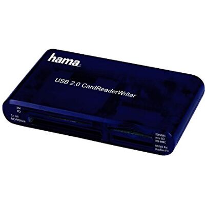 Hama USB 2.0-lezer 35 in 1 (USB, multi-kaartlezer, SD, SDHC, SDXC, type I / II CF, MMC) blauw Hama USB 2.0-lezer 35 in 1 (USB, multi-kaartlezer, SD, SDHC, SDXC, type I / II CF, MMC) blauw