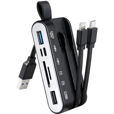 Carehabi SD-kaartlezer, USB 3.2, SD-kaartlezer, USB C en USB A met micro-SD- en SD-kaartsleuven, ondersteunt SDHC/SDXC/TF/MMC Carehabi SD-kaartlezer, USB 3.2, SD-kaartlezer, USB C en USB A met micro-SD- en SD-kaartsleuven, ondersteunt SDHC/SDXC/TF/MMC
