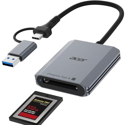 Acer CFexpress type B 10 Gbps, Card Reader CFB USB-C en USB-A 3.2 Gen 2, adapter CF-geheugenkaart type B 1250 MB/s voor pc, iPhone17, Samsung S26, MacBook, iPad Pro enz. Acer CFexpress type B 10 Gbps, Card Reader CFB USB-C en USB-A 3.2 Gen 2, adapter CF-geheugenkaart type B 1250 MB/s voor pc, iPhone17, Samsung S26, MacBook, iPad Pro enz.