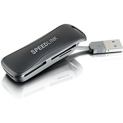 Speedlink CARREA Draagbare kaartlezer met USB 2.0-poort, 4 kaartvakken, met USB-kabel, voor pc/laptop/laptop, zwart Speedlink CARREA Draagbare kaartlezer met USB 2.0-poort, 4 kaartvakken, met USB-kabel, voor pc/laptop/laptop, zwart