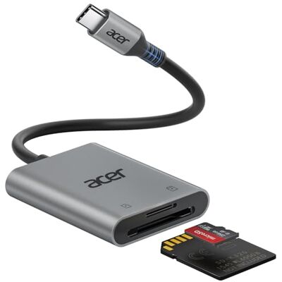 Acer SD-kaartlezer, USB C, geheugenkaart, microSD USB C, 5 Gbps, gelijktijdig lezen en schrijven voor SD/Micro SD/SDHC/SDXC/MMC, compatibel met iPhone 16 Plus Pro Max 15 iPad MacBook Pro Air Acer SD-kaartlezer, USB C, geheugenkaart, microSD USB C, 5 Gbps, gelijktijdig lezen en schrijven voor SD/Micro SD/SDHC/SDXC/MMC, compatibel met iPhone 16 Plus Pro Max 15 iPad MacBook Pro Air