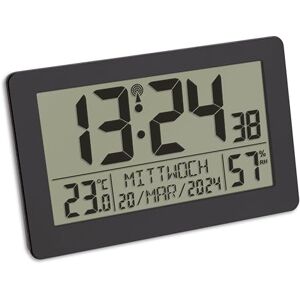 TFA Dostmann 60.2557.01 Digitale draadloze wandklok met weergave van temperatuur, datum, weekdagen, kunststof, zwart, L 206 x B 30 (59) x H 130 mm TFA Dostmann 60.2557.01 Digitale draadloze wandklok met weergave van temperatuur, datum, weekdagen, kunststof, zwart, L 206 x B 30 (59) x H 130 mm