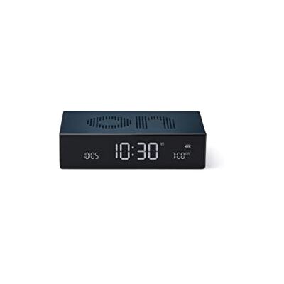 Lexon Flip Premium wekker, omkeerbaar, oplaadbaar, LCD-display, elektroluminescerend, kleur aluminium, donkerblauw, klein Lexon Flip Premium wekker, omkeerbaar, oplaadbaar, LCD-display, elektroluminescerend, kleur aluminium, donkerblauw, klein