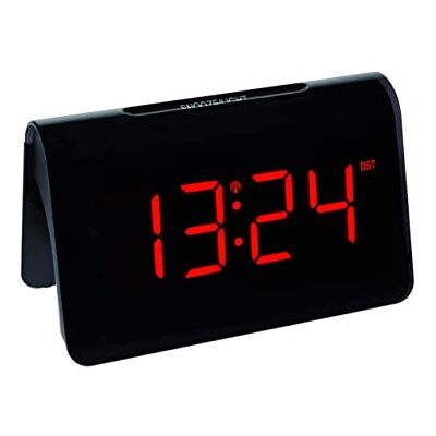 TFA Dostmann wekkerradio Icon, 60.2543.05, wekker met radiografische klok, kunststof, zwart met rode LED-cijfers, voeding TFA Dostmann wekkerradio Icon, 60.2543.05, wekker met radiografische klok, kunststof, zwart met rode LED-cijfers, voeding