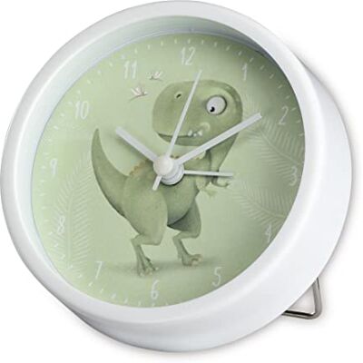 Hama Kinderwekker "Happy Dino" zonder tikken (kinderklok met dinosaurusmotief, wekker op batterijen, instelbare alarmtijd, ook ideaal als leerklok) groen Hama Kinderwekker "Happy Dino" zonder tikken (kinderklok met dinosaurusmotief, wekker op batterijen, instelbare alarmtijd, ook ideaal als leerklok) groen